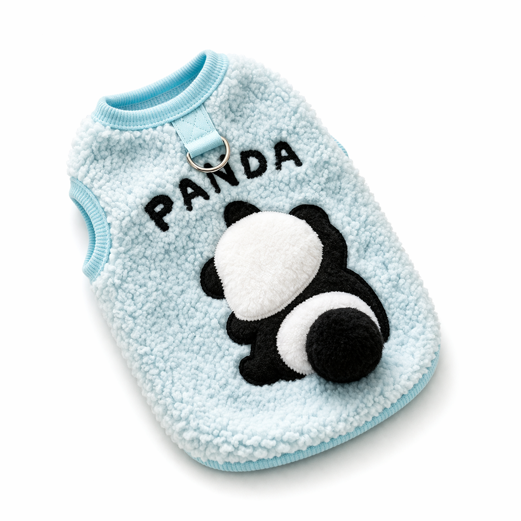 Panda Designed Dog Jacket with D-Ring – Warm Winter Pet Coat
