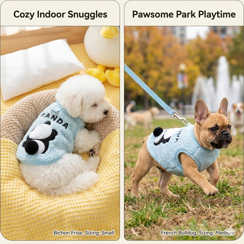 Panda Designed Dog Jacket with D-Ring – Warm Winter Pet Coat
