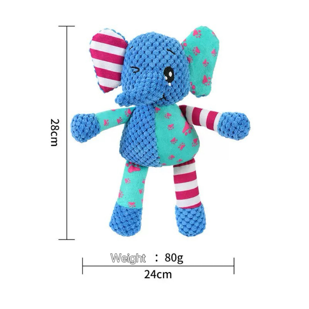 Blue Elephant Plush Squeaky Dog Toy