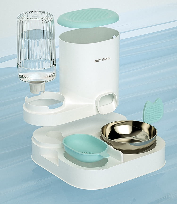 2-in-1 Detachable Automatic Pet Feeder and Waterer Station with Integrated Filtration