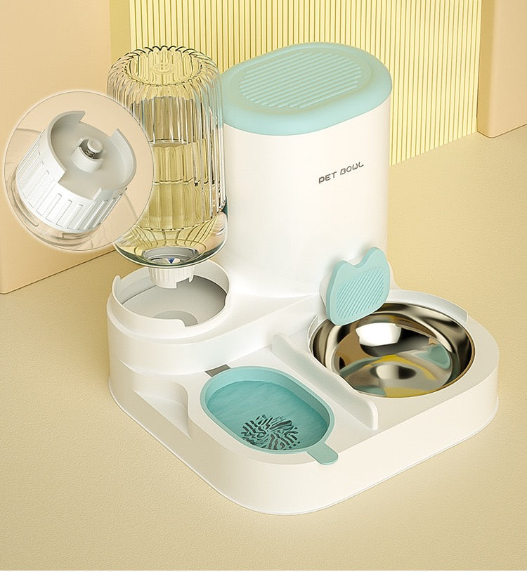2-in-1 Detachable Automatic Pet Feeder and Waterer Station with Integrated Filtration