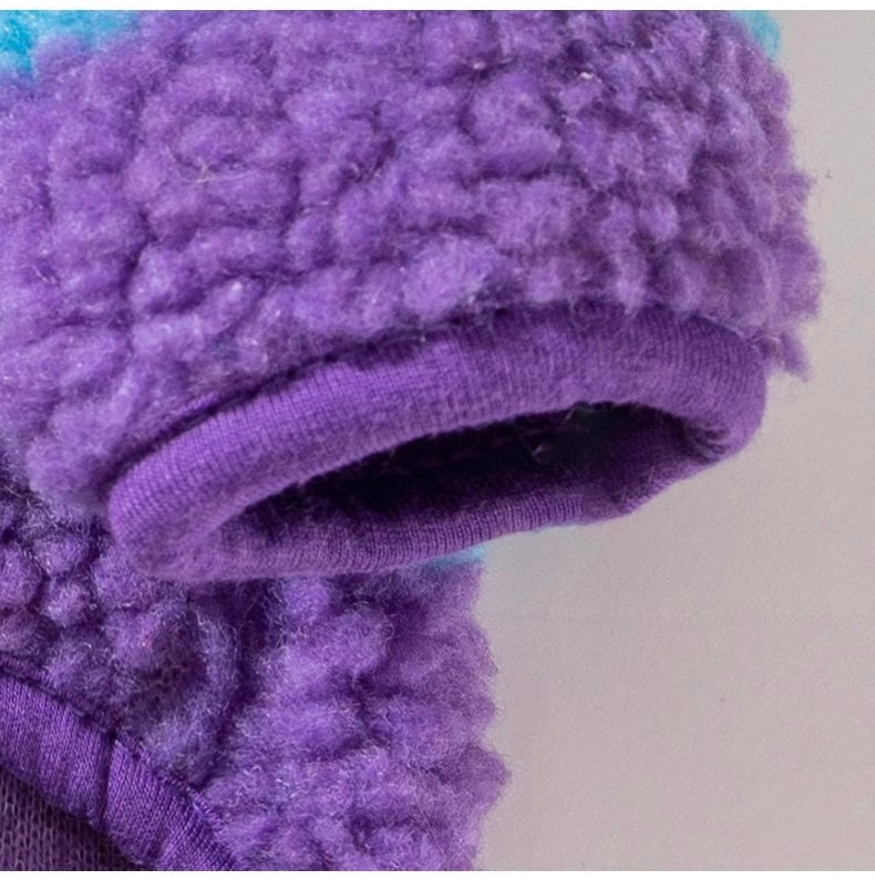 Bear Patch Sherpa Dog Jacket – Denim Collar Winter Pet Coat