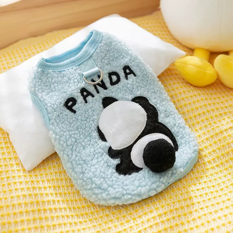 Panda Designed Dog Jacket with D-Ring – Warm Winter Pet Coat