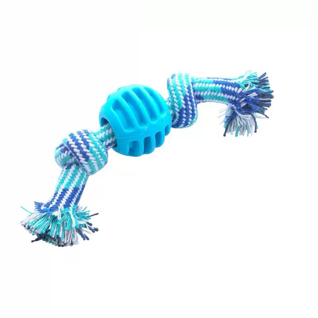 Durable Dog Rope Toy with Rubber Ring – Interactive Chew & Tug Toy