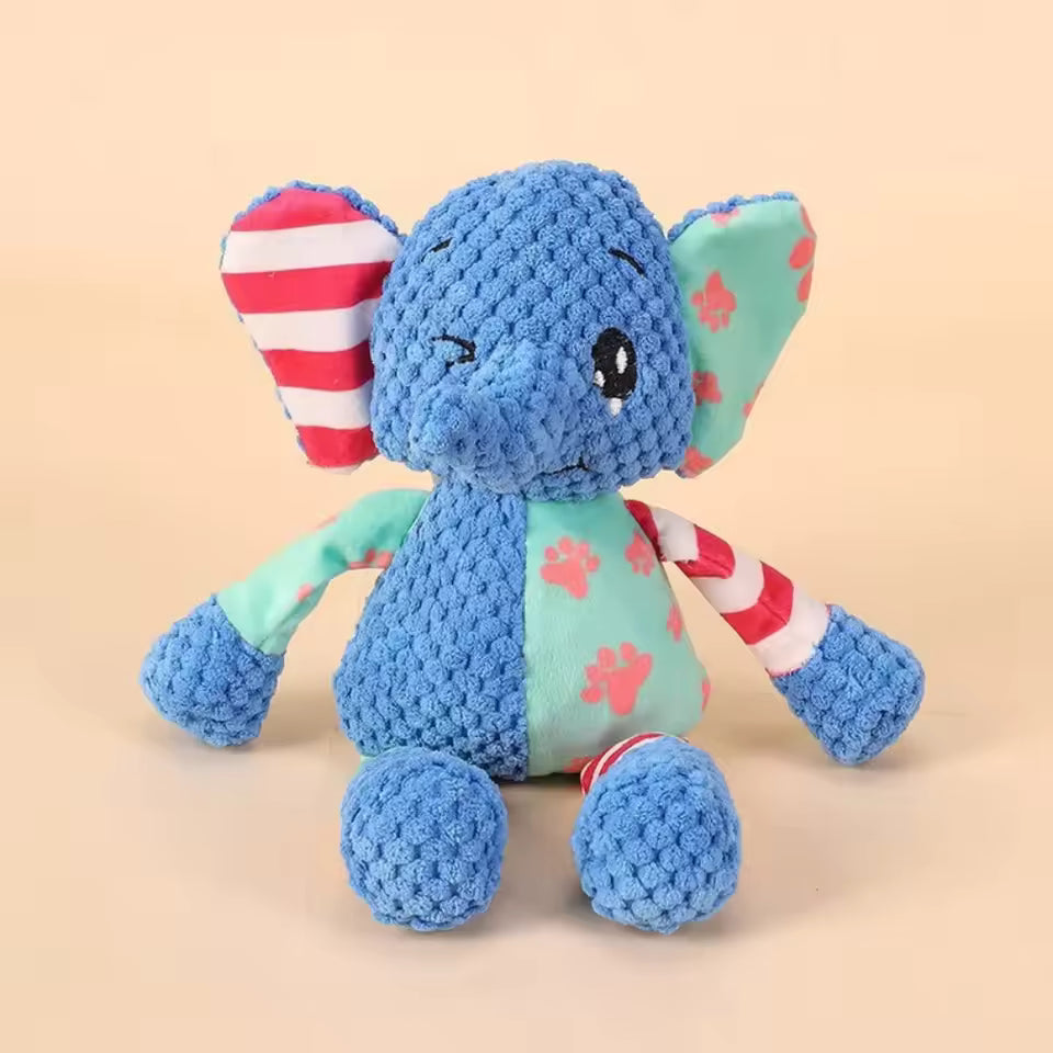 Blue Elephant Plush Squeaky Dog Toy