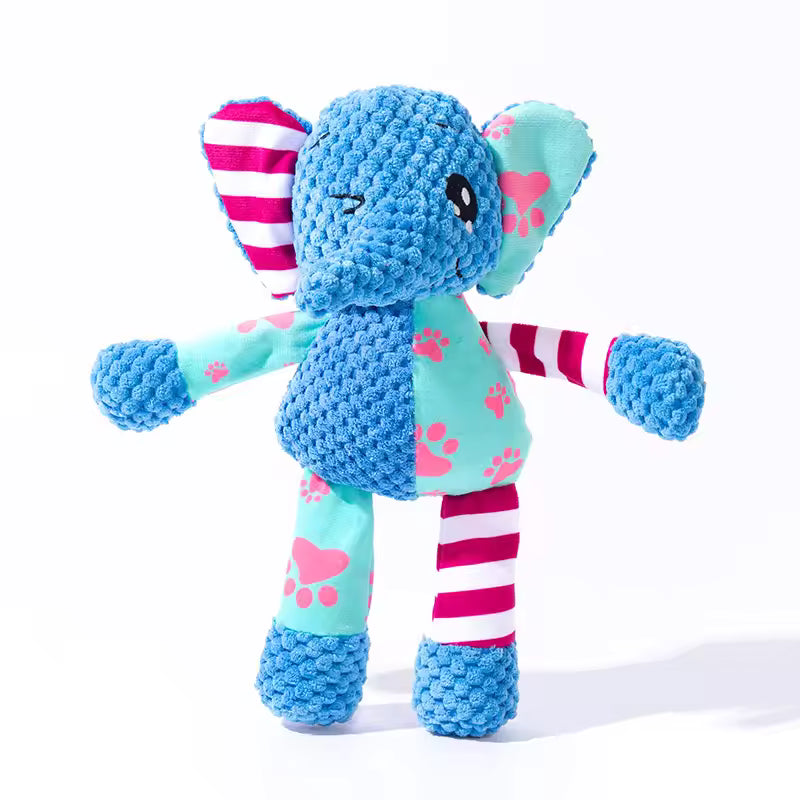 Blue Elephant Plush Squeaky Dog Toy