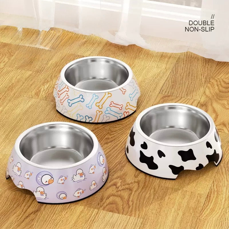 Designed Double Non-Slip Stainless Steel Pet Bowl